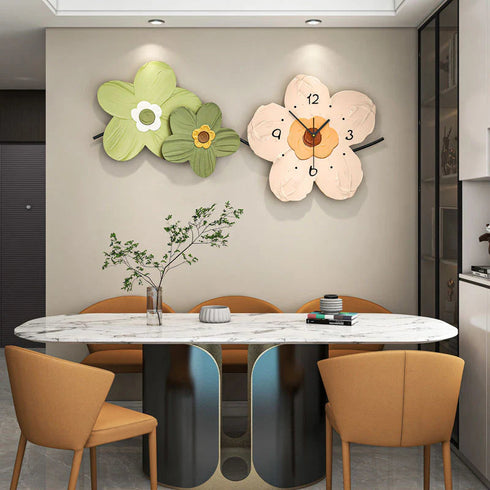 Flowers in pastel colour wall clock- imported